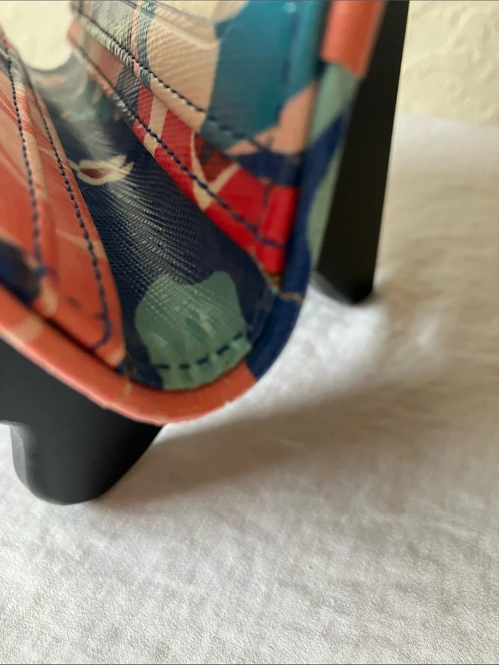 kate spade: Blue Floral Bifold Wallet: Storybook- Red & Mint Accents- Flaws